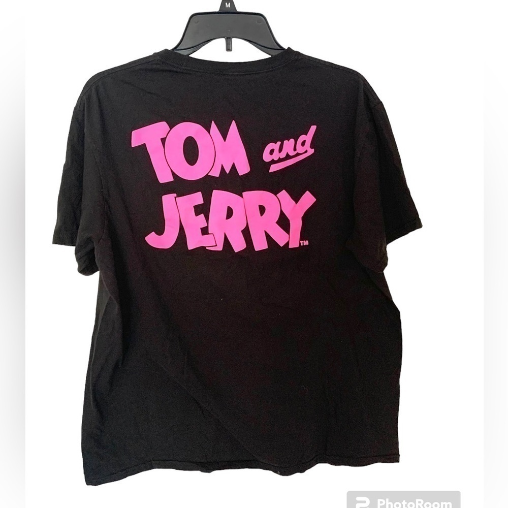 Vintage Disney Tom and Jerry Tee Top T-shirt Black Pink Size L - Picture 2 of 12